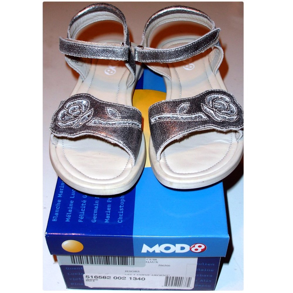 GIRLS MOD8 SILVER METALLIC SANDALS size EU 34
